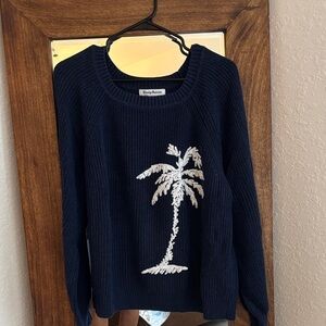 Tommy Bahama Navy Sweater with Palm Tree Accent